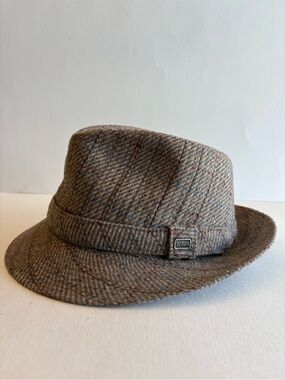 Totes Herringbone Tweed Fedora Hat Mens Medium Vintage Gentleman Grandpacore